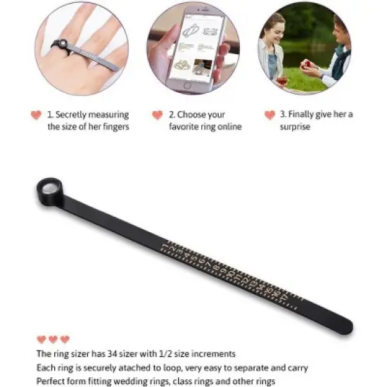 Ring Sizer Measuring Tool with Magnifier, for Ring Measurer and Ring Size Plastic Ring Sizer with Lens, 1-17 image {3}
