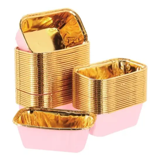 Unique Bargains Greaseproof Single-sided Aluminum Foil Cupcake Liners for Party 50 Pcs image {12}