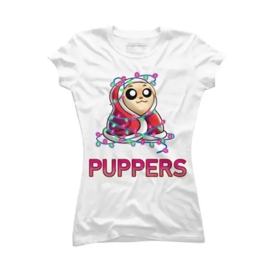 Junior's Design By Humans Comfy Christmas Pupper By Puppers T-Shirt image {4}