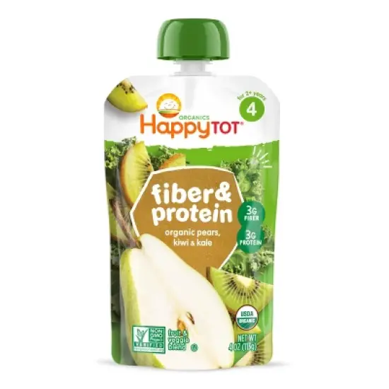 HappyTot Fiber & Protein Organic Pears Kiwi & Kale Baby Food Pouch - 4oz image {6}