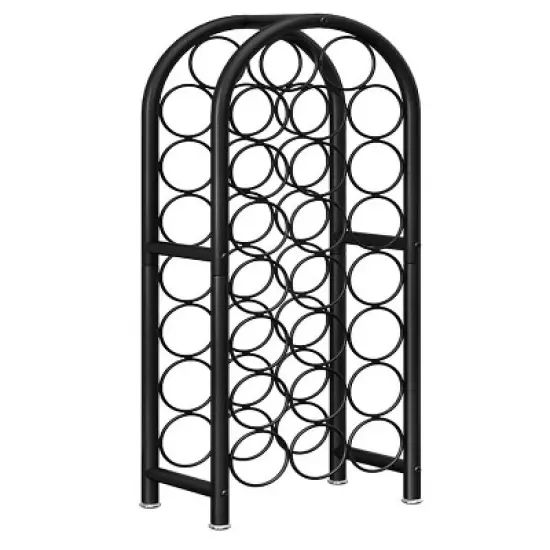 Itopfox Freestanding Floor Wine Rack - Metal Holder Stand Organizer for 23 Bottles, Black, Space-saving Design image {7}