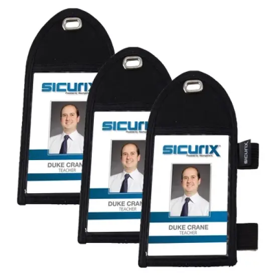 SICURIX Pen Loop ID Neck Pouch Badge Holder, Vertical, Black, Pack of 3 image {6}