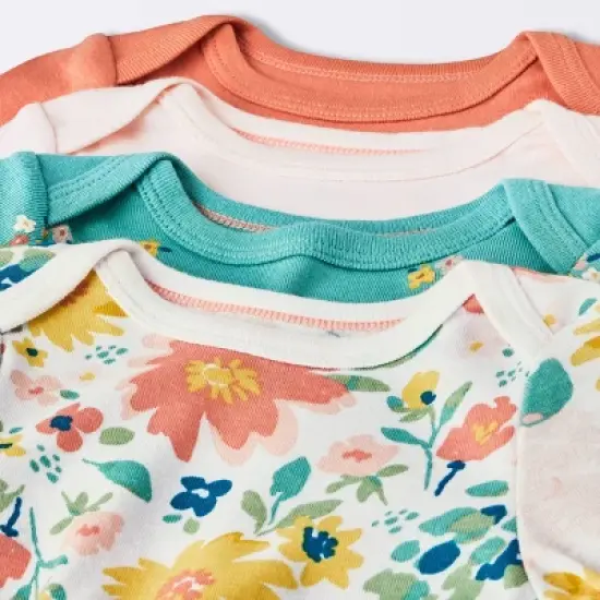 Baby Girls' 4pk Long Sleeve Bodysuit - Cloud Island&trade; Floral image {2}