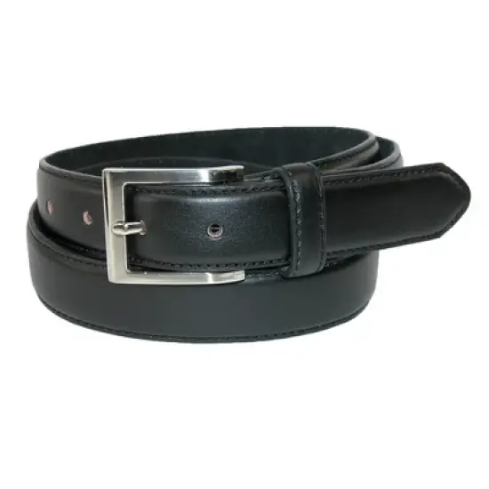 CTM Men's Big & Tall Leather Basic Dress Belt with Silver Buckle image {2}