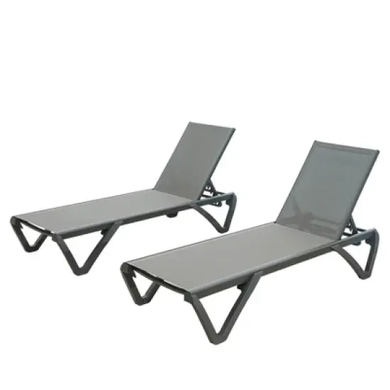 Kumasinova Lounge Chair Outdoor Set of 2/3,Adjustable Aluminum Pool Lounge Chairs,Textilene Chaise Lounge Outdoor for Beach,Patio image {5}