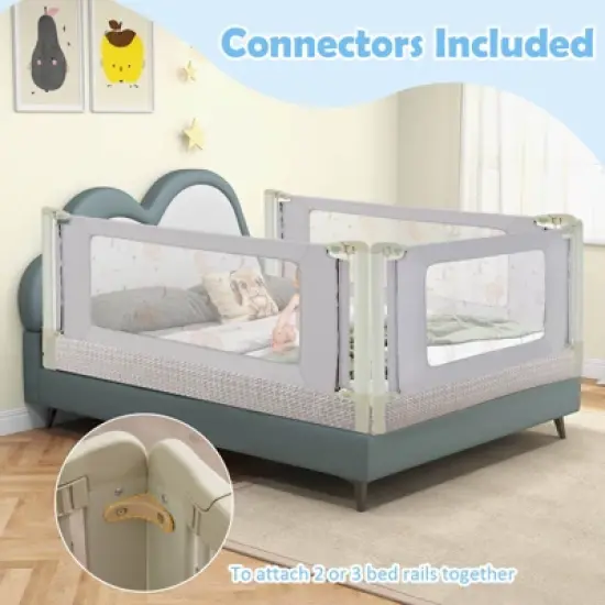 Infans 59" Bed Rail for Toddlers Infants Foldable Safety Bed Guardrail with Double Lock image {4}