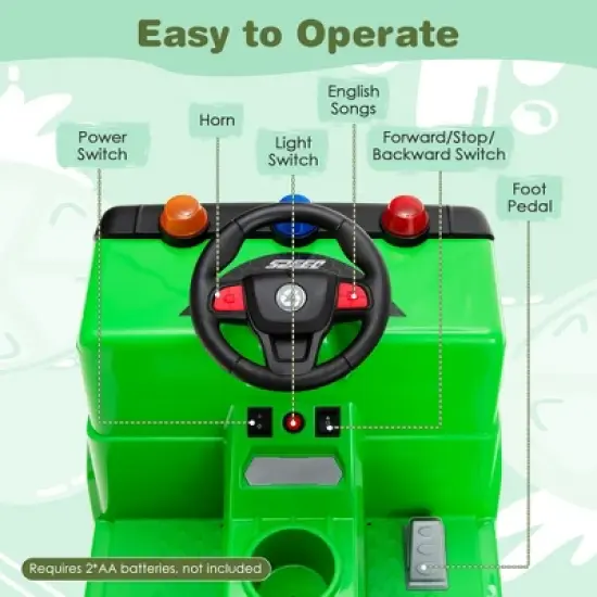 Costway 12V Recycling Garbage Truck Electric Ride On Toy Remote w/Recycling Accessories image {6}