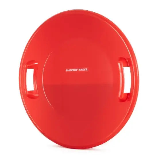 Slippery Racer Heavy-Duty Cold Resistant Downhill Pro Adults and Kids Plastic Outdoor Winter Saucer Disc Snow Sled with Handles, Red, 4 Pack image {2}
