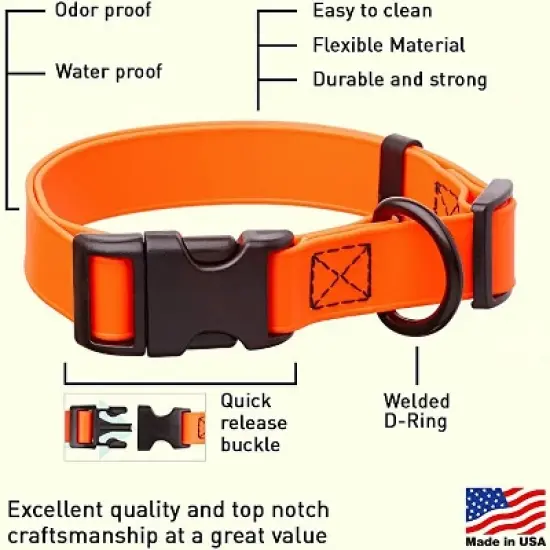 Dogline Biothane Waterproof Collar with QR Buckle Orange image {1}