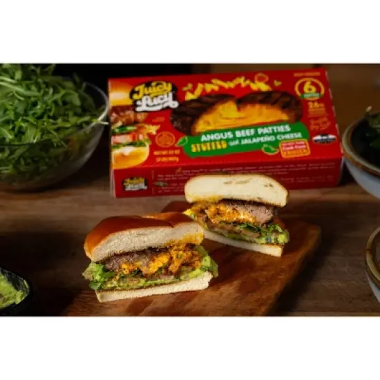 Juicy Lucy Angus Beef Burger Patties Stuffed with Jalapeno Cheese - Frozen - 32oz/6ct image {3}