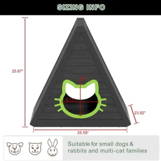 Kumasinova 24" All-Weather Outdoor Cat House and Cozy Indoor Cat Cave,Durable Cat Furniture with Dual Entry,Cat Hideaway for Most Cats and Small Pets image {1}