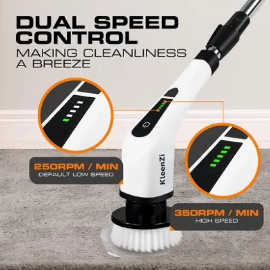 Electric Spin Scrubber Cleaning Brush 8 In 1 Shower Scrubber Adjustable Handle. For Windows, Bathrooms, Cars. Luminuxe image {1}