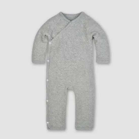 Burt's Bees Baby&reg; Baby Organic Cotton Quilted Bee Wrap Front Jumpsuit - Heather Gray image {2}