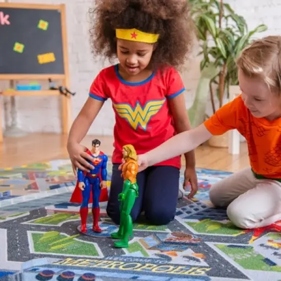 KC CUBS | Justice League Boy & Girl Kids Metropolis City Road Car Vehicle Traffic Educational Learning & Game Nursery Classroom Rug image {6}