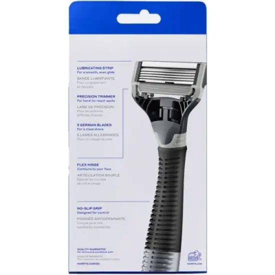 Harry's 5-Blade Men's Razor - 1 Razor Handle + 2 Razor Blade Cartridges - Charcoal image {6}