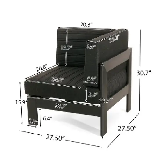 Christopher Knight Home Layla Patio 5 Pieces Aluminum Seating sets with Firepit, Black/Gray image {3}