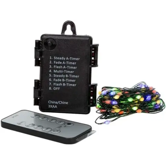 Kurt Adler Indoor/Outdoor Battery Operated 100-Light Dual Color LED Light String with 8 Light Functions, 34ft image {3}