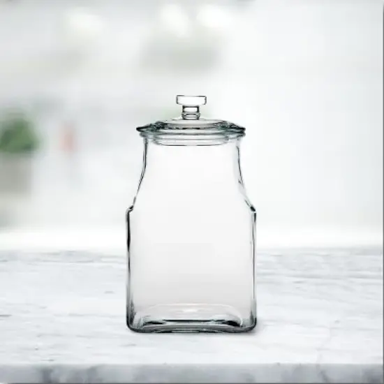 Amici Home Carlisle Glass Canister Square Jar, Food Safe, Airtight Lid with Handle and Plastic Gasket, For Kitchen & Pantry image {1}