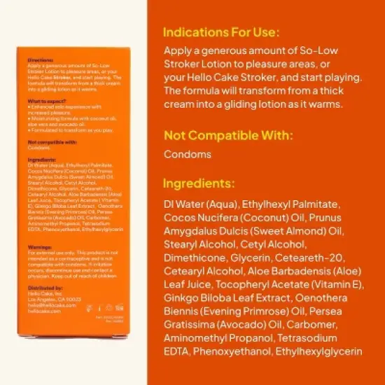 Hello Cake So-Low Stroker Lotion Lube for Self Play - 1.7 fl oz image {6}