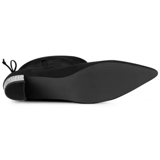 Allegra K Women's Chunky Heels Rhinestone Over the Knee High Boots image {5}