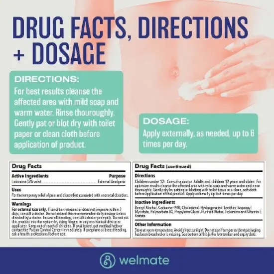 WELMATE Lidocaine 5% Maximum Strength Pain Relief Cream - 2oz image {3}