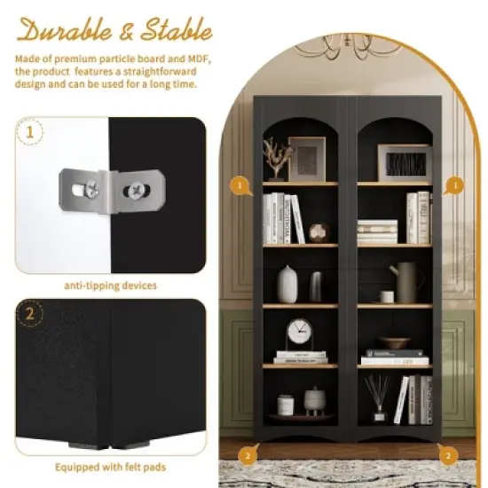 Kumasinova 2PCS 72" Farmhouse Kitchen Pantry Cabinet,5-Tier Freestanding Storage Cabinet with Adjustable Shelves,Display Cabinet for Home Office image {2}