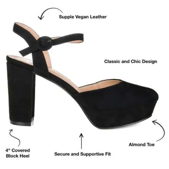Journee Collection Womens Roslynn Almond Toe High Block Heel Pumps image {7}