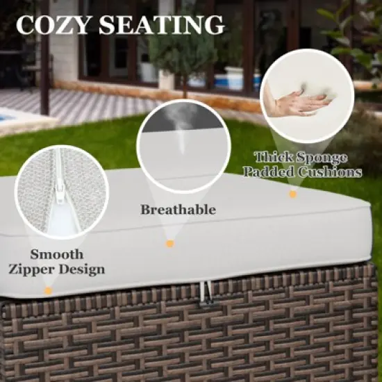 EAGLE PEAK Ocean Vista 2 Piece Wicker Patio Ottoman Set, Variated Wicker Multipurpose Square Ottomans image {3}