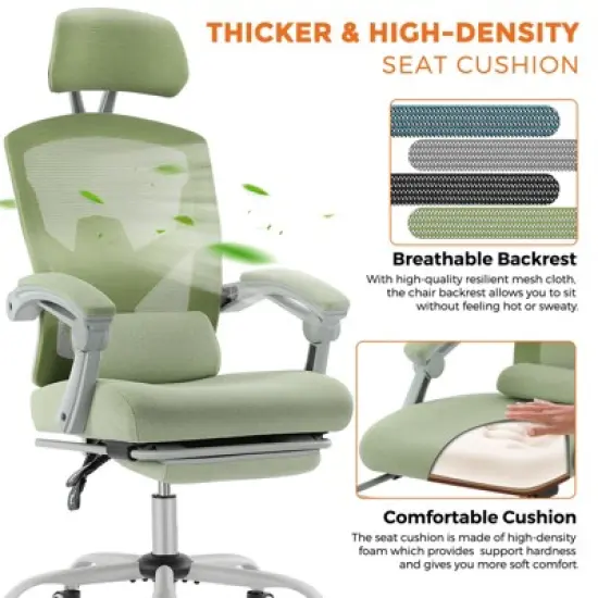 DOMETOUR Gaming Ergonomic Foot Rest Reclining, High Back Mesh Home Office Computer Desk Chair image {6}