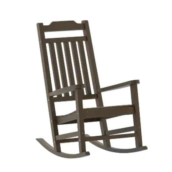 Emma and Oliver All-Weather Rocking Chair in Faux Wood - Patio and Backyard Furniture image {14}
