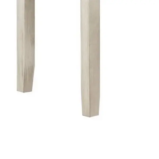 Wooden Bench with Fabric Upholstered Seat and Chamfered Legs Gray/White - Benzara image {2}