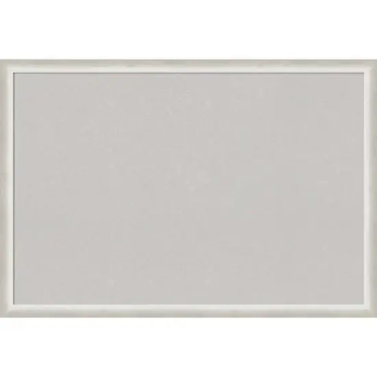 38"x26" Two Tone Wood Frame Gray Cork Board Silver - Amanti Art image {10}