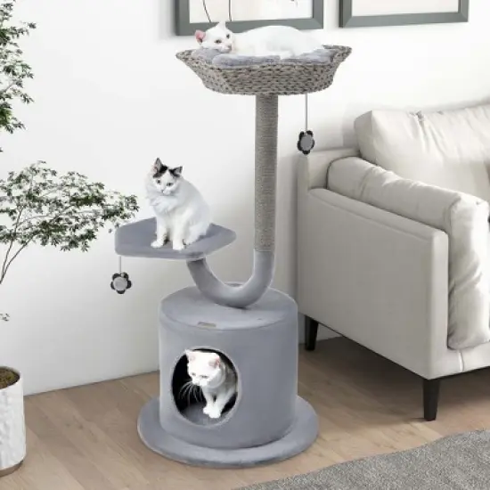 Costway 42'' Cat Tree Tower 3-Layer Activity Center with Scratching Post Condo & 2 Perches image {2}