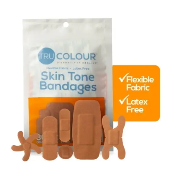 Tru-Colour Skin Tone Fabric Adhesive Bandage Multicolor Assorted Shapes - 30 per Pack image {5}