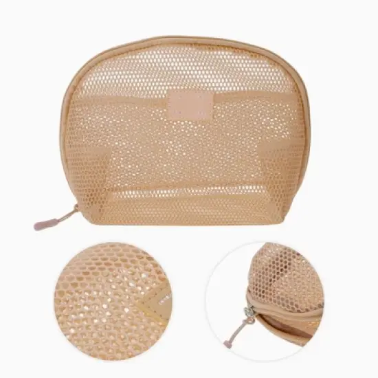 Unique Bargains Mesh Hand-held Sundries Makeup Bag 1 Pc image {2}