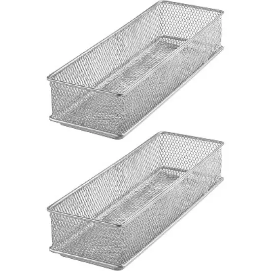 YBM Home Silver Mesh Drawer and Desk Organizer Tray, Pack of 2 image {11}