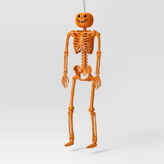 24" Poseable Pumpkin Head Skeleton Halloween Decorative Prop Orange - Hyde and EEK! Boutique&trade; image {1}