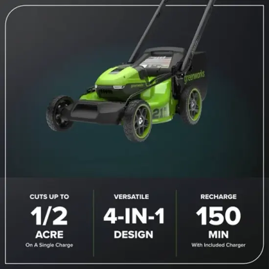 Greenworks POWERALL 3pc Combo Kit - 21" Lawn Mower 12" String Trimmer 320 CFM Leaf Blower w/ batteries and charger image {13}