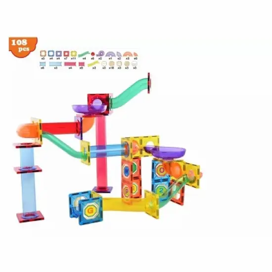 Link Kids Magnetic Building Blocks Tile Fantasy Castle Set Help Build Kids Creativity Minds Open Ended Play Educational 108 Piece Set image {2}