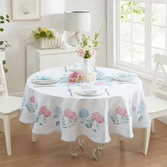 Hydrangea Sketch Double Border Tablecloth - Elrene Home Fashions image {4}