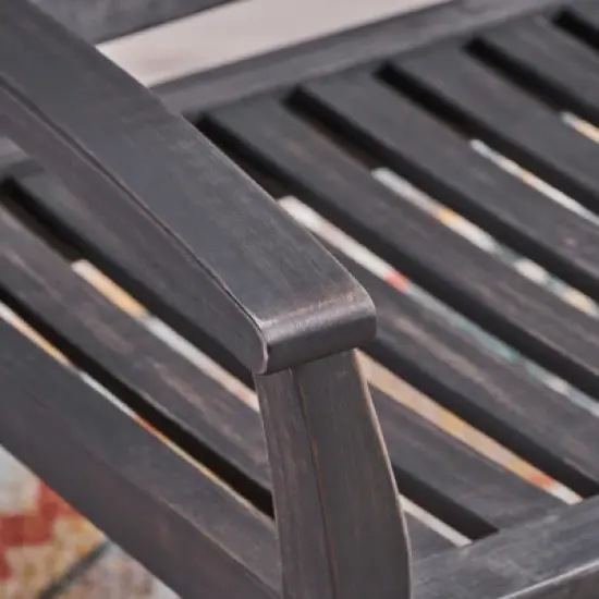 2-Seater Acacia Wood Rocking Loveseat with Smooth Motion,Rustic Outdoor Bench for Porch or Backyard-The Pop Home image {6}