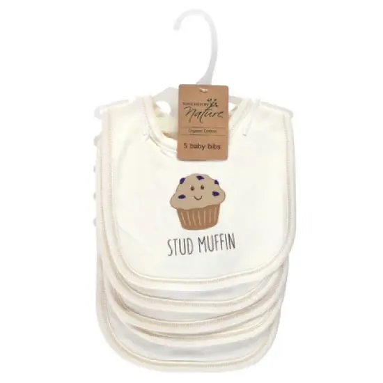 Touched by Nature Baby Organic Cotton Bibs 5pk, Muffin, One Size image {1}
