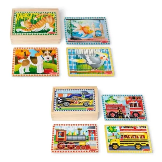 Melissa & Doug Wooden Jigsaw Puzzles in a Box - Pets, Vehicles image {9}