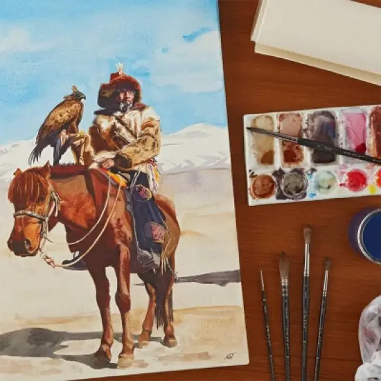 Jerry's Artarama Belle Arti Courbet Aqua Canvas Roll - 62 Inches x 5.5 Yards, 200 gsm, 100% Cotton Cold Press Watercolor Paper Roll Mounted to Poly- image {3}