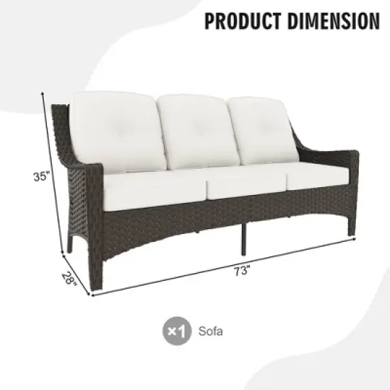 YARDSIGHT Outdoor Patio Furniture,3-Seat Wicker Sofa with Waterproof Cover & Anti-Slip Cushions image {4}