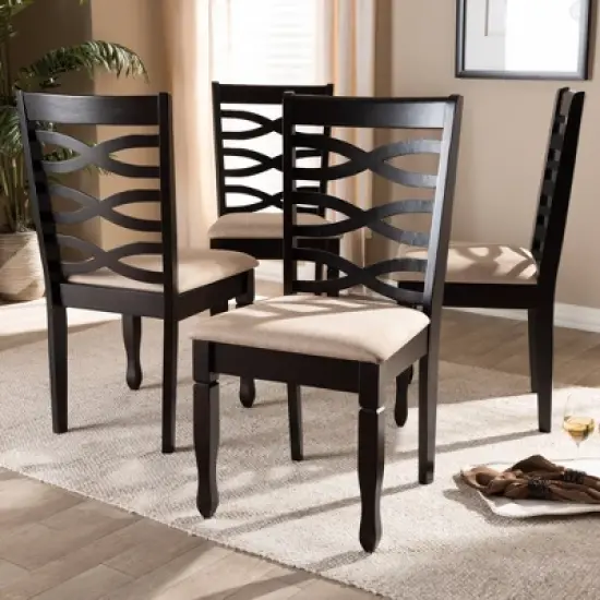 4pc Lanier finished Wood Dining Chairs - Baxton Studio image {8}