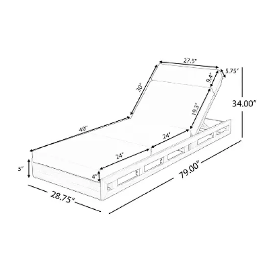 Christopher Knight Home Moreno Outdoor Acacia Wood Adjustable Chaise Lounge with Water-Resistant Cushion image {2}