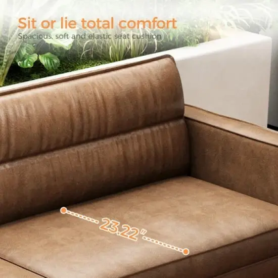 Luck Live 86.61 inches oil wax genuine leather, sofa frame is solid, comfortable to the touch image {4}