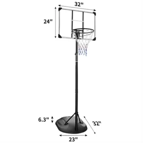 YONWAY Portable Basketball Hoop System Stand Height Adjustable 7.5ft - 9.2ft with 32 Inch Backboard and Wheels for Youth Adults image {2}