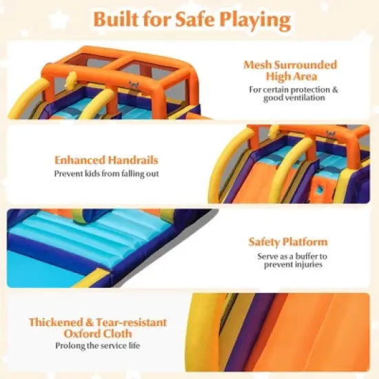 Costway Inflatable Waterslide 4-in-1 Kids Bounce Castle with Splash Pool（With 750W Blower） image {6}